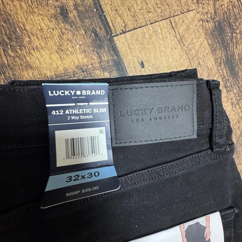 Lucky Brand 412 Athletic Slim‎ Black Ink Jeans Men Size 32x30 2 Way Stretch New